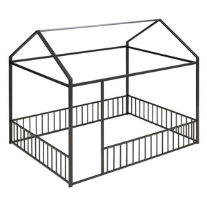 Metal Bed House Bed Frame With Fence
