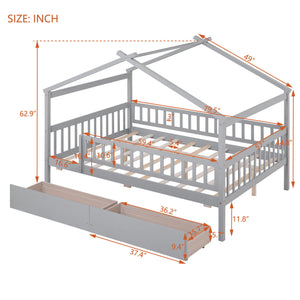 House Bed With 2 Drawers
