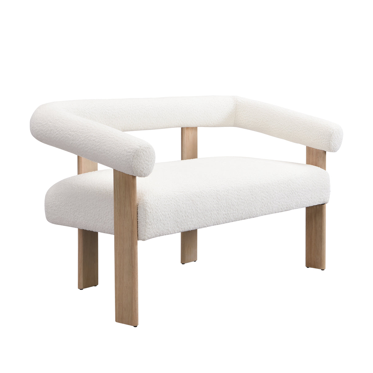 Round Armrest Loveseat (Beige + Natural)