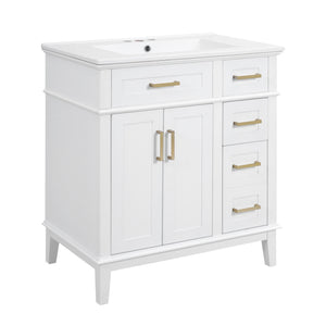 Modern Bathroom Vanity With Ceramic Sink, Soft Close Storage Cabinet