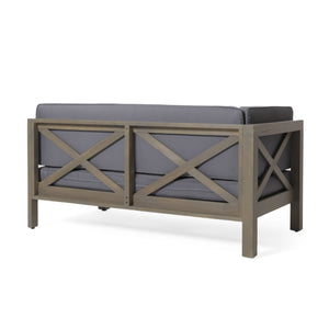 Aura - 2 Piece Outdoor Set With X Back Left Bench And Corner - Dark Gray