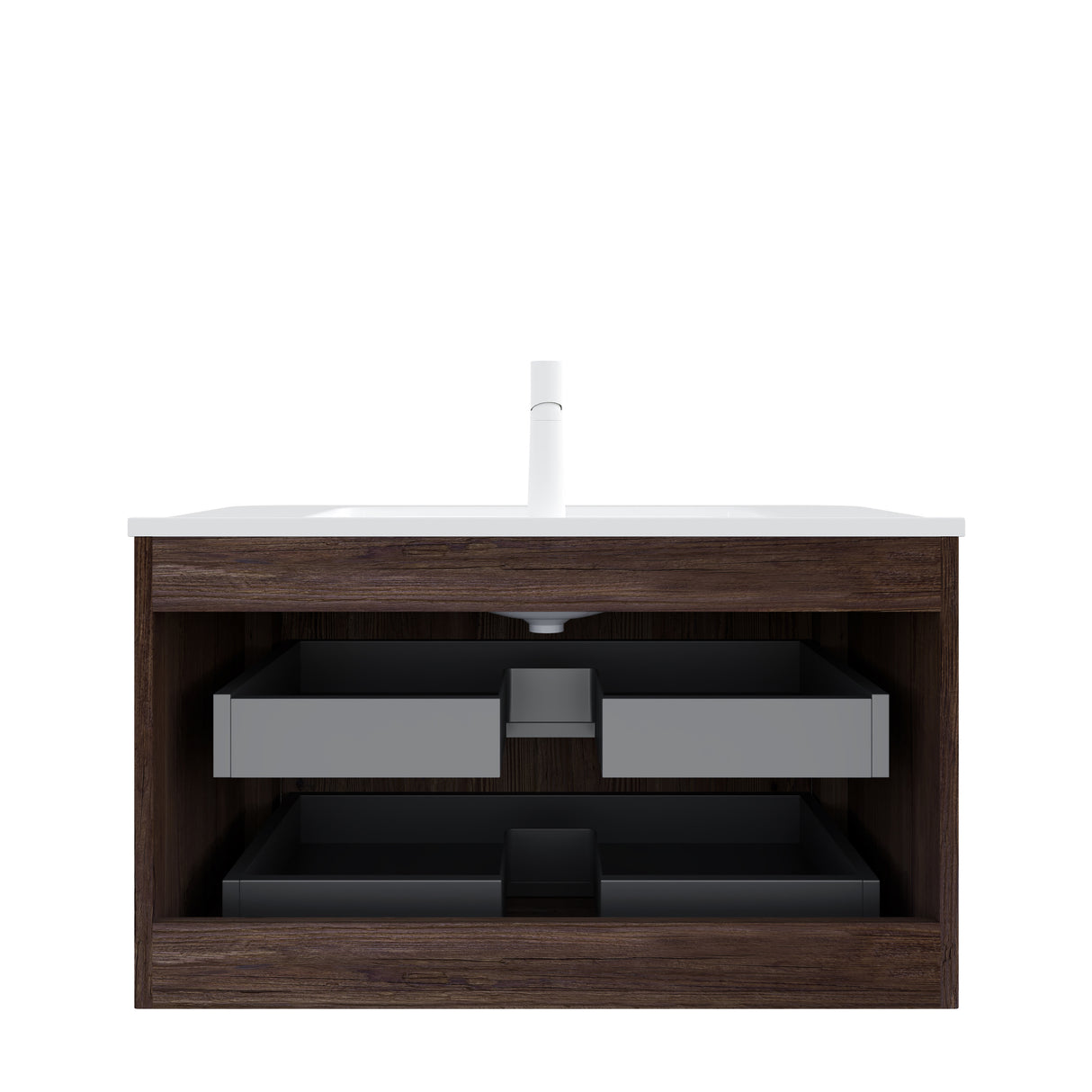 Noor 36" Bathroom Vanity with Sink, Wall-Mounted Floating Plywood Cabinet with 2 Drawers