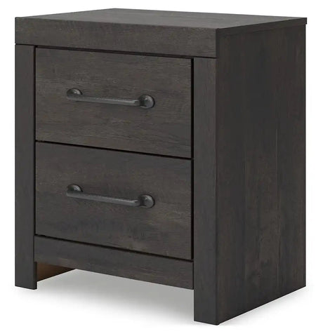 Hollivern - Two Drawer Night Stand - Dark Gray - Best Buy Furniture