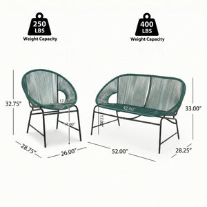 Nusa Outdoor Patio Wicker 3-Piece Chat Set