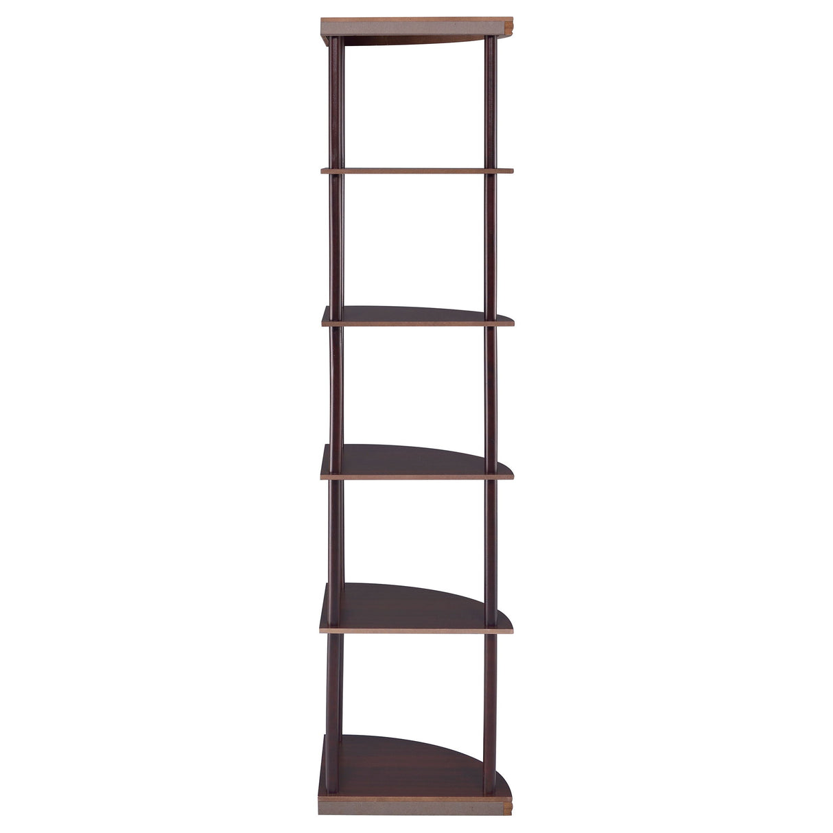 Corner Bookcase With 5 Shelves, Compact Design For Living Room - Cappuccino