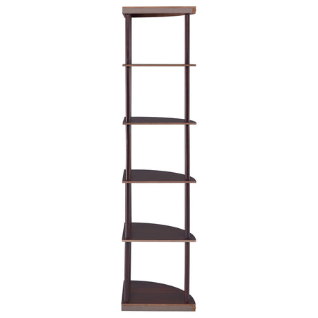 Corner Bookcase With 5 Shelves, Compact Design For Living Room - Cappuccino