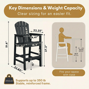 HDPE Bar Height Adirondack Chair with Cup Holder
