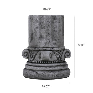 Outdoor End Table, Round Side Table For Patio And Garden - Antique Gray