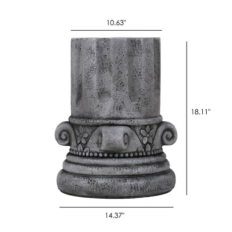 Outdoor End Table, Round Side Table For Patio And Garden - Antique Gray