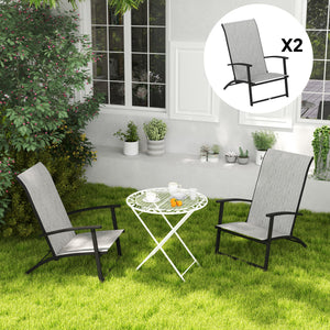 Outsunny Folding Patio Chairs Set of 2, Portable Outdoor Dining Chairs with High Back, Armrests