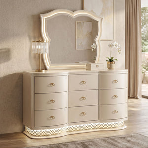 Flora - Framed Mirror With LED Lighting (Dresser Not Included) - Champagne