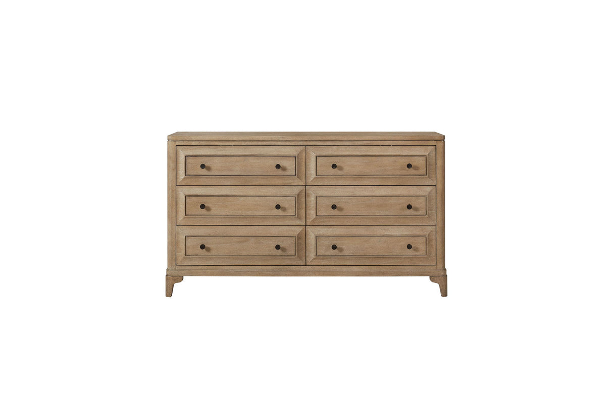 Queen Canopy Bedroom Set With A 2 Drawer Nightstand A Dresser With Poster Mirror And A Door Chest - Sand