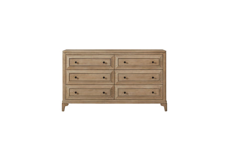 Queen Canopy Bedroom Set With A 2 Drawer Nightstand A Dresser With Poster Mirror And A Door Chest - Sand