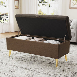 Modern Tufted Storage Ottoman Bench with Metal Legs