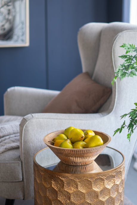 D12x4' Mango Wood Round Decorative Bowl