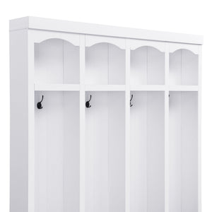 Entryway Hall Tree With Bench, 4 Hooks & Open Storage Space