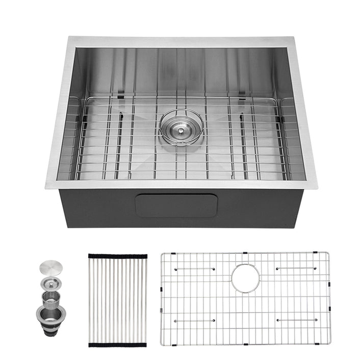 Modern Style Undermount Sink with Deep Single Bowl - Stainless Steel, Gray