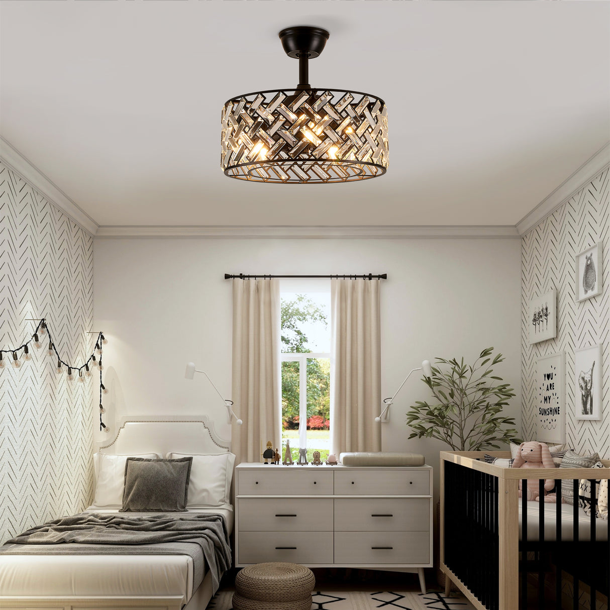 18'' Crystal Cage Ceiling Fan with Remote Control