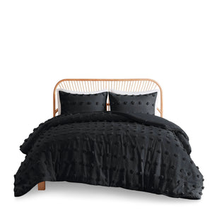 Clip Jacquard Twin/Twin XL Duvet Cover Set with Antimicrobial Treatment - White