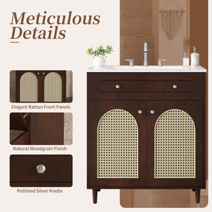 Modern Bathroom Vanity With Sink, Cabinet With Adjustable Shelf