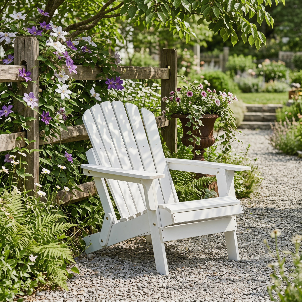 Oversize Wooden Outdoor Folding Adirondack Chair
