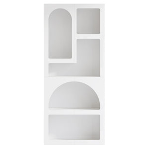Geometric Arched 5 Shelf Art Display Bookcase for Living Room - White