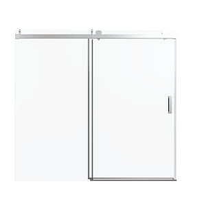 Frameless Single Sliding Soft Close Shower Doors, 3 / 8" Tempered Glass Reversible Installatio