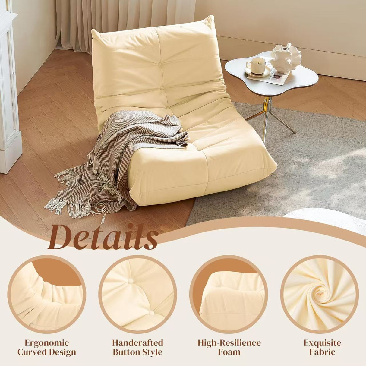 Luxury Accent Chair Button-Tufted Detail