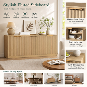 Natural Wood Sideboard Cabinet Farmhouse Buffet Cabinet
