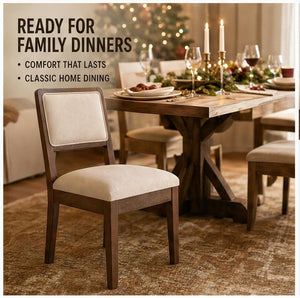 Set of 2 Compact Rubber Wood Dining Chairs