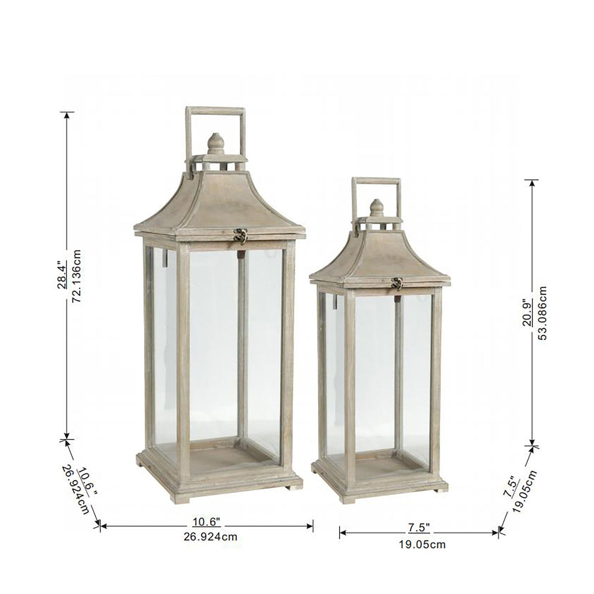 Candle Lantern Decorative, Hurricane Lantern Holder Decor For Indoor Outdoor, Home Garden Wedding - Ivory