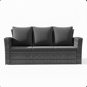 All-Weather Wicker 3 Seat Patio Sofa With Thick Cushions