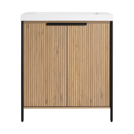 Modern Freestanding Bathroom Vanity With Resin Sink & Soft Close Cabinet Doors