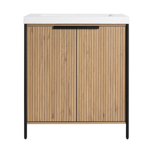 Modern Freestanding Bathroom Vanity With Resin Sink & Soft Close Cabinet Doors
