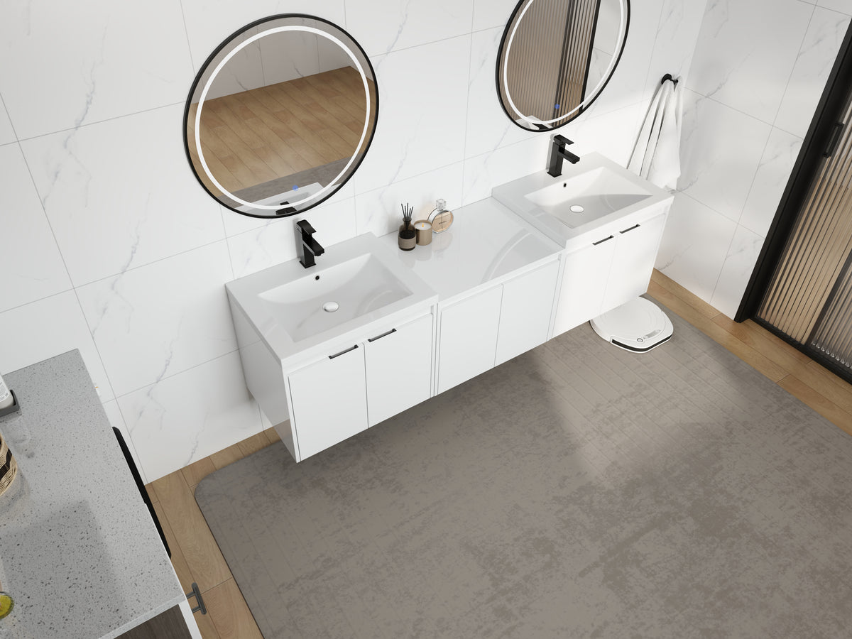 72" Bathroom Vanity With Resin Sink, Soft Close Doors and 1-Side Cabinet
