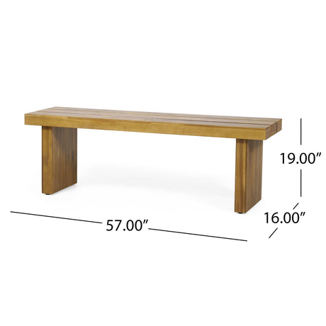 Nahanni - Rustic Acacia Wood Bench With Slat Design - Natural - Best Buy Furniture