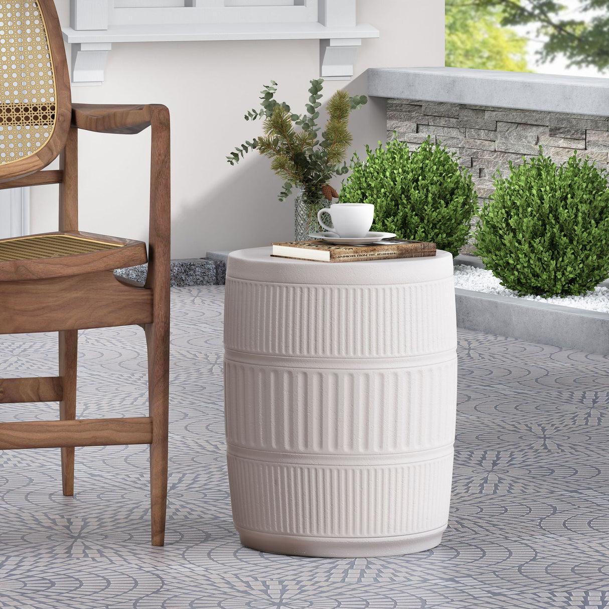 Outdoor Patio End Table - Antique White - Best Buy Furniture