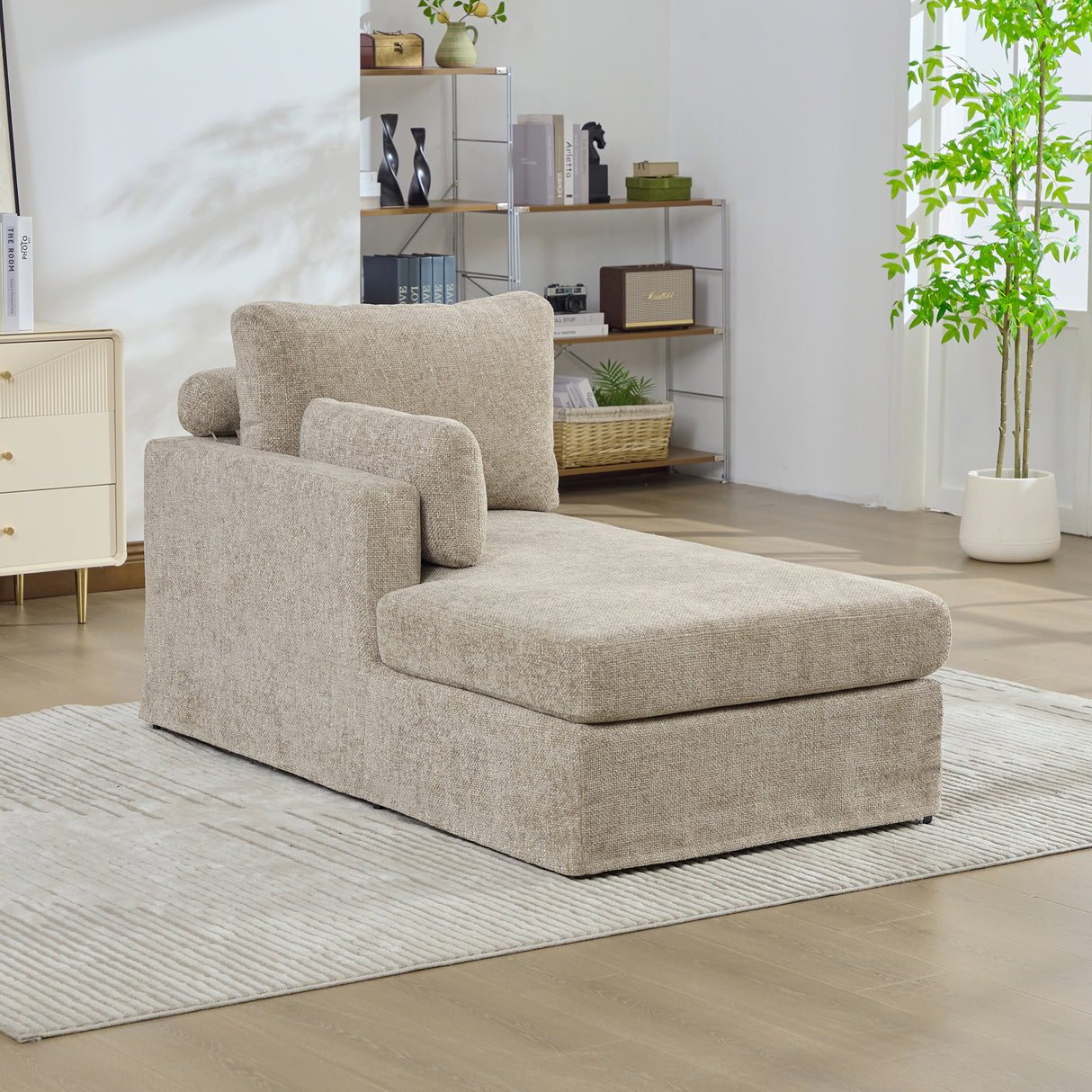 31.69" Wide Modular Sofa Bed With Cushions in Taupe