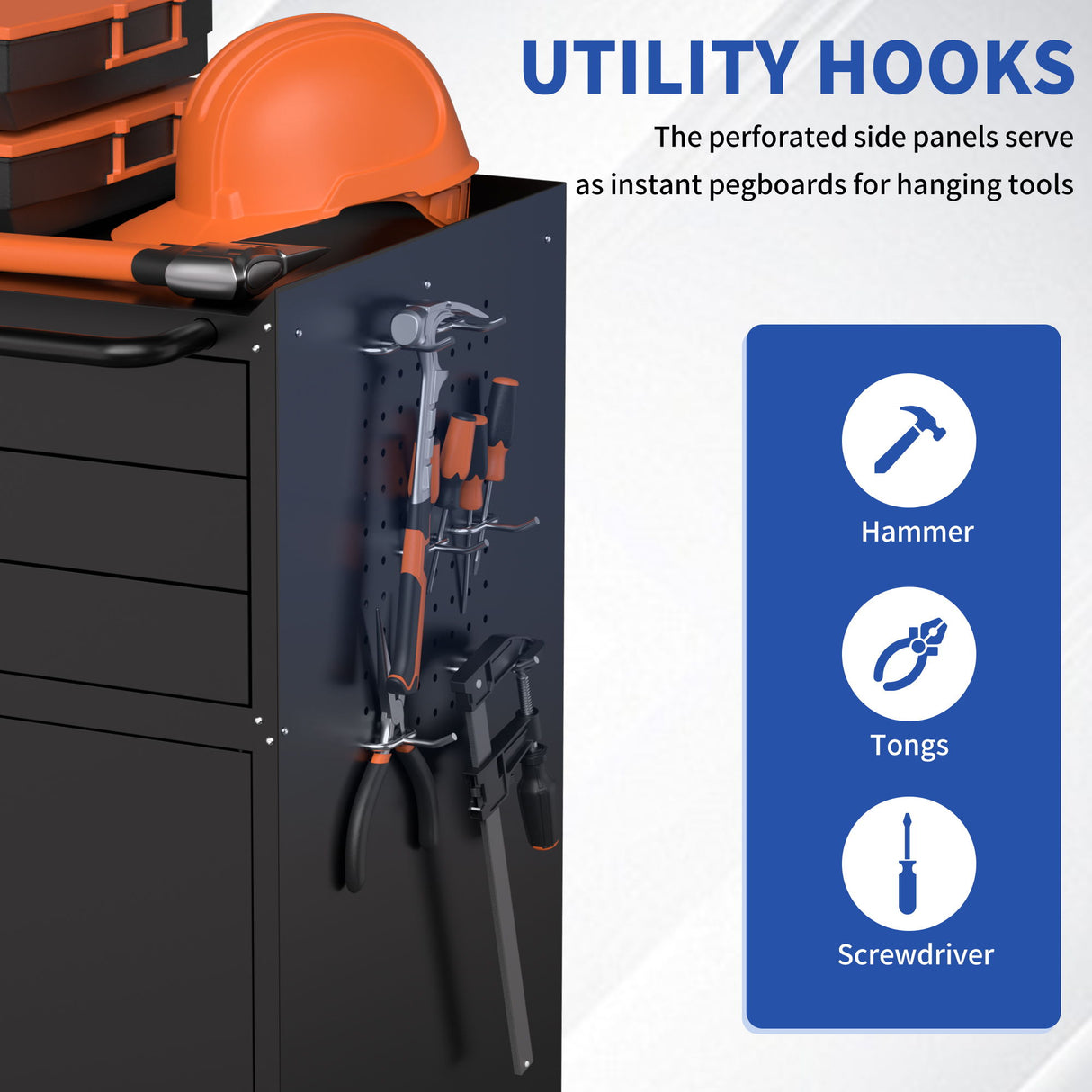 Rolling Tool Cabinet Heavy Duty Garage Storage With Lockable Doors & Drawers