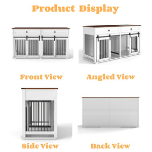 63'' Large Dog Crate Furniture for Double Dog