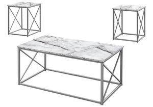 Table Set, Coffee, End, Side, Accent, Living Room, Marble Look Laminate, Contemporary & Modern (Set of 3) - Best Buy Furniture