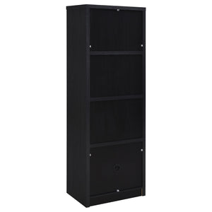 Sloat - 3 Shelf Media Tower With Cabinet Storage - Black