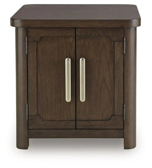 Breckington - Rectangular 2-door End Table - Dark Brown - Best Buy Furniture