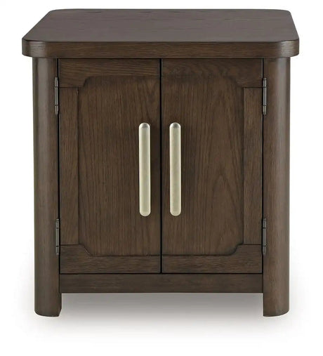 Breckington - Rectangular 2-door End Table - Dark Brown - Best Buy Furniture