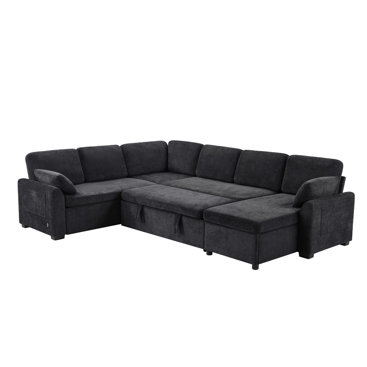 Convertible U-Shaped Sectional Sofa Bed With Reversible Chaise