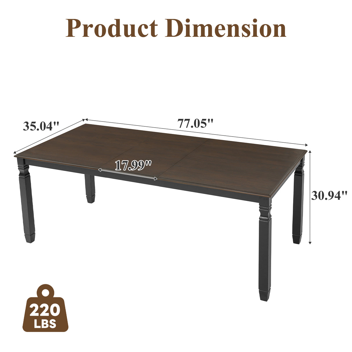 59"-77" Extendable Dining Table for 4–6 People