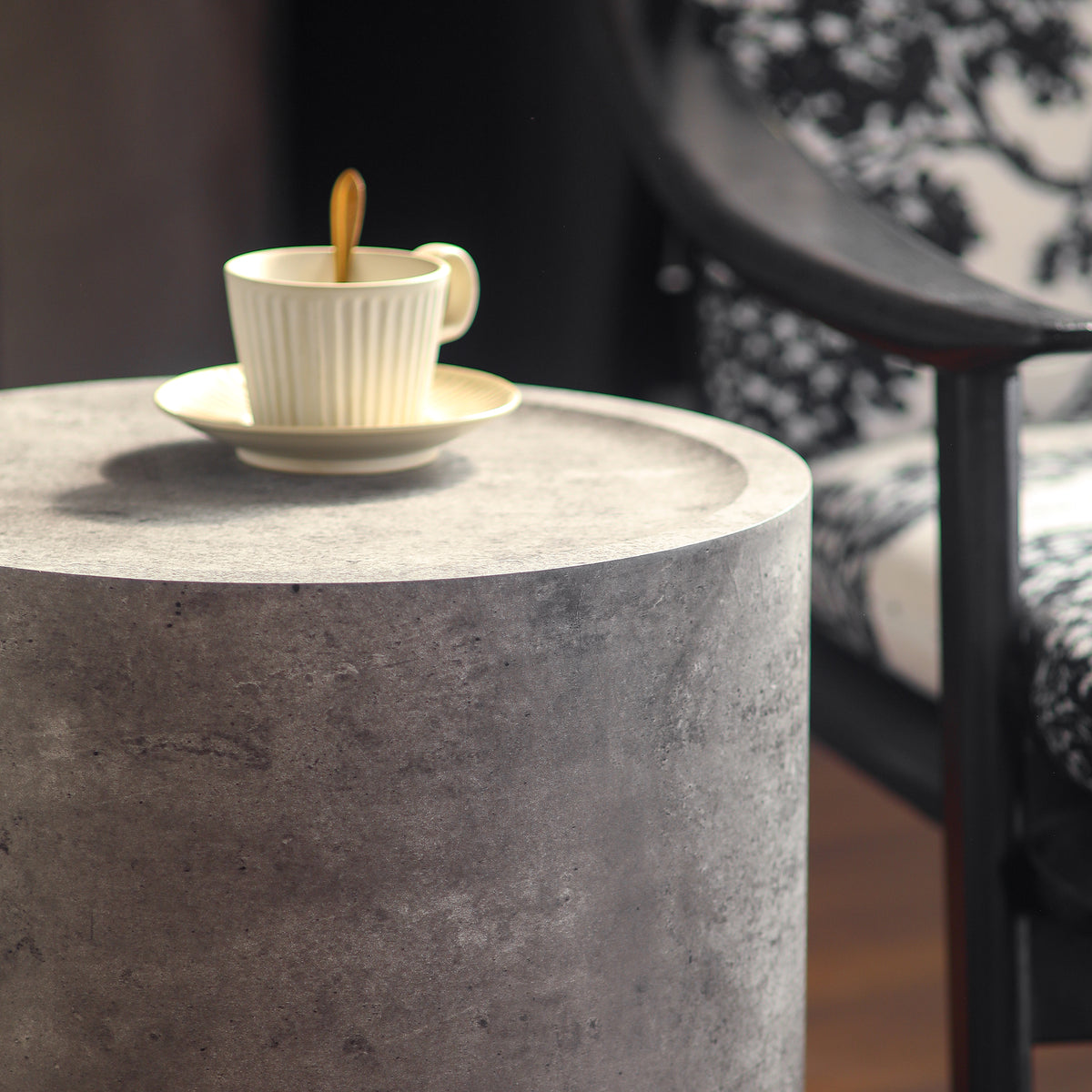 Modern Faux Concrete Round Corner Accent Table