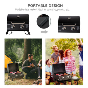 Outsunny 2 Burner Propane Gas Grill Outdoor Portable Tabletop BBQ
