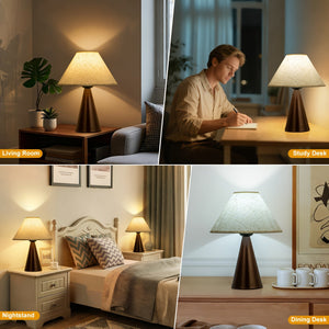 Modern Bedside Table Lamps Set of 2 – 3 Color Fabric Shade Nightstand Lights