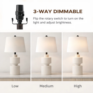 24.5-Inch Modern Farmhouse Table Lamp, Beige Resin